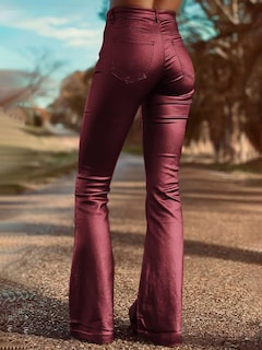 Foto 3 | Foto 3 | Pantalones Con Forma De Bota En Forma De Bota, Piel Sintética, Cintura Alta, Rojo, Xs, Para Mujer - Venta Internacional.