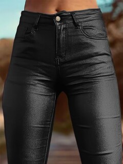 Foto 3 | Foto 3 | Pantalones Flamingals Bootcut De Piel Sintética De Cintura Alta Negros Para Mujer - Venta Internacional.