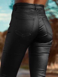 Foto 4 | Foto 4 | Pantalones Flamingals Bootcut De Piel Sintética De Cintura Alta Negros Para Mujer - Venta Internacional.