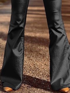 Foto 5 | Foto 5 | Pantalones Flamingals Bootcut De Piel Sintética De Cintura Alta Negros Para Mujer - Venta Internacional.