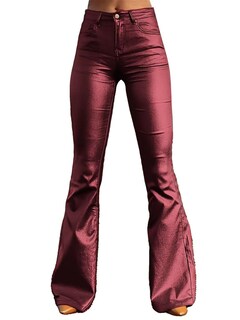 Foto 1 | Foto 1 | Pantalones Con Forma De Bota En Forma De Bota, Piel Sintética, Cintura Alta, Color Rojo, 3xl, Para Mujer - Venta Internacional.