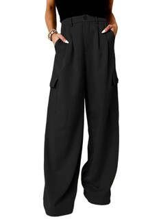 Foto 1 | Foto 1 | Pantalones Cargo Dokotoo Negros De Cintura Alta Y Pierna Ancha Para Mujer - Venta Internacional.