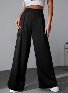Foto 7 | Foto 7 | Pantalones Cargo Dokotoo Negros De Cintura Alta Y Pierna Ancha Para Mujer - Venta Internacional.