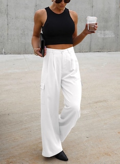 Foto 5 | Foto 5 | Pantalones Cargo Dokotoo Lounge 2024 Fall Palazzo Para Mujer, Color Blanco - Venta Internacional.