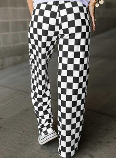 Foto 2 | Foto 2 | Pantalones Acelit A Cuadros Casuales Para Mujer, Primavera Y Verano, Negros - Venta Internacional.