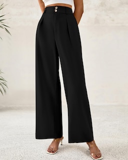 Foto 2 | Foto 2 | Pantalones De Vestir De Pierna Ancha Btfbm 2025 Para Mujer De Cintura Alta, Negros - Venta Internacional.