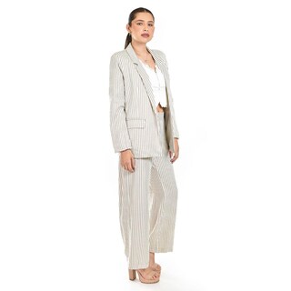 Foto 2 | Foto 2 | Set De Blazer Y Pantalon A Rayas Roman Fashion /jjuvenil, 0190 (cafe Lineas) Cafe