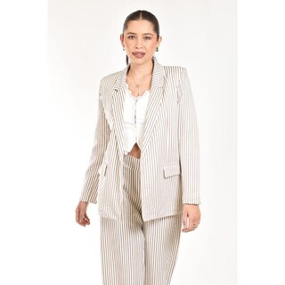 Foto 4 | Foto 4 | Set De Blazer Y Pantalon A Rayas Roman Fashion /jjuvenil, 0190 (cafe Lineas) Cafe