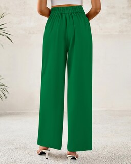 Foto 3 | Foto 3 | Pantalones De Vestir De Pierna Ancha Btfbm 2025 De Cintura Alta Para Mujer, Verde - Venta Internacional.