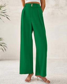 Foto 5 | Foto 5 | Pantalones De Vestir De Pierna Ancha Btfbm 2025 De Cintura Alta Para Mujer, Verde - Venta Internacional.