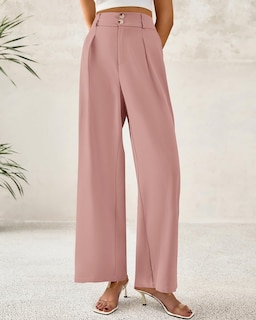 Foto 5 | Foto 5 | Pantalones De Vestir De Pierna Ancha Btfbm 2025 Para Mujer De Cintura Alta, Color Rosa - Venta Internacional.