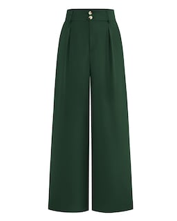 Foto 1 | Foto 1 | Pantalones De Vestir De Pierna Ancha Btfbm 2025 Para Mujer De Cintura Alta, Verde Oscuro - Venta Internacional.