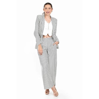 Foto 5 | Foto 5 | Set De Blazer Y Pantalon A Rayas Roman Fashion /jjuvenil, 0190 (negro Lineas) Negro