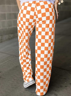 Foto 2 | Foto 2 | Pantalones Acelit A Cuadros Casuales Para Mujer, Primavera Verano, Naranja - Venta Internacional.