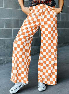 Foto 4 | Foto 4 | Pantalones Acelit A Cuadros Casuales Para Mujer, Primavera Verano, Naranja - Venta Internacional.