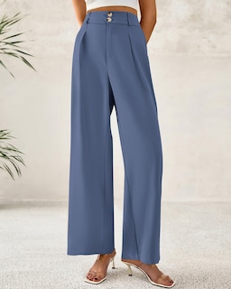Foto 5 | Foto 5 | Pantalones De Vestir De Pierna Ancha Btfbm 2025 De Cintura Alta Para Mujer, Gris Y Azul - Venta Internacional.