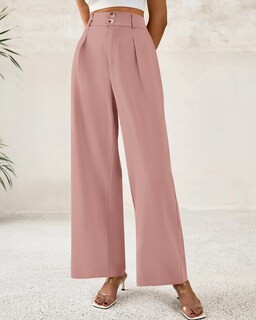 Foto 2 | Foto 2 | Pantalones De Vestir De Pierna Ancha Btfbm 2025 Para Mujer De Cintura Alta, Color Rosa - Venta Internacional.