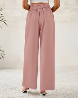 Foto 3 | Foto 3 | Pantalones De Vestir De Pierna Ancha Btfbm 2025 Para Mujer De Cintura Alta, Color Rosa - Venta Internacional.