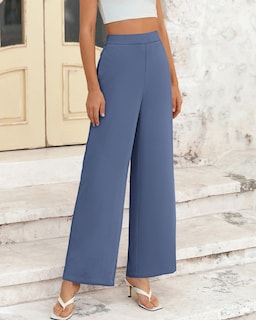 Foto 2 | Foto 2 | Pantalones De Pierna Ancha Btfbm Para Mujer, Elásticos, Cintura Alta, Color Palazzo Grey - Venta Internacional.