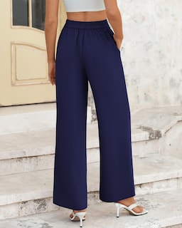 Foto 4 | Foto 4 | Pantalones De Pierna Ancha Btfbm Para Mujer, Cintura Alta Y Elásticos Con Bolsillos - Venta Internacional.