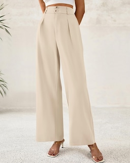 Foto 2 | Foto 2 | Pantalones De Vestir De Pierna Ancha Btfbm 2025 De Cintura Alta Para Mujer, Color Beige - Venta Internacional.