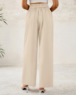 Foto 3 | Foto 3 | Pantalones De Vestir De Pierna Ancha Btfbm 2025 De Cintura Alta Para Mujer, Color Beige - Venta Internacional.