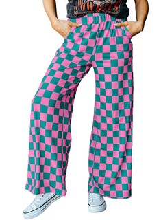 Foto 1 | Foto 1 | Pantalones Acelit A Cuadros Casuales Para Mujer 2025, Primavera Y Verano, Rosa - Venta Internacional.