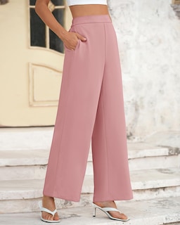 Foto 5 | Foto 5 | Pantalones Anchos Btfbm Para Mujer, Elásticos, Cintura Alta, Color Rosa Palazzo - Venta Internacional.
