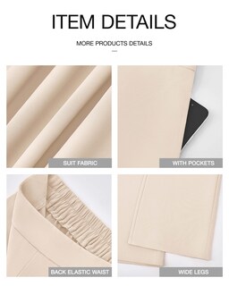 Foto 7 | Foto 7 | Pantalones De Pierna Ancha Btfbm Para Mujer, Elásticos, Cintura Alta, Color Palazzo Beige - Venta Internacional.