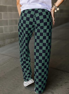 Foto 2 | Foto 2 | Pantalones Acelit A Cuadros Casuales Para Mujer 2025, Primavera Y Verano, Verde - Venta Internacional.
