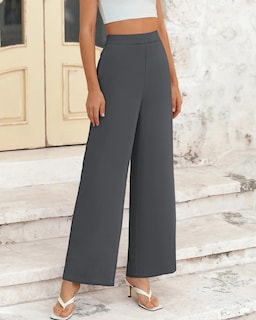Foto 2 | Foto 2 | Pantalones De Pierna Ancha Btfbm Para Mujer, Elásticos, Cintura Alta, Color Palazzo Grey - Venta Internacional.