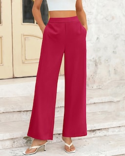 Foto 3 | Foto 3 | Pantalones De Pierna Ancha Btfbm Para Mujer, Cintura Alta Y Elásticos Con Bolsillos - Venta Internacional.
