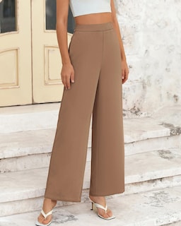 Foto 2 | Foto 2 | Pantalones De Pierna Ancha Btfbm Para Mujer, Elásticos, Cintura Alta, Color Caqui - Venta Internacional.