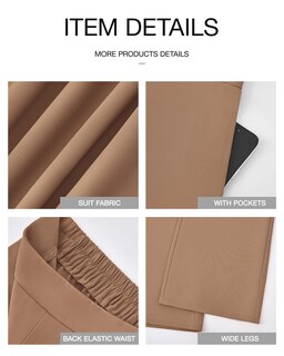 Foto 7 | Foto 7 | Pantalones De Pierna Ancha Btfbm Para Mujer, Elásticos, Cintura Alta, Color Caqui - Venta Internacional.