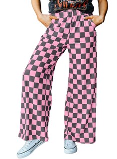 Foto 1 | Foto 1 | Pantalones Acelit A Cuadros Casuales Para Mujer, Primavera Y Verano, Color Rosa - Venta Internacional.