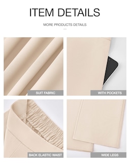 Foto 7 | Foto 7 | Pantalones De Pierna Ancha Btfbm Para Mujer, Elásticos, Cintura Alta, Color Palazzo Beige - Venta Internacional.