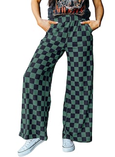 Foto 1 | Foto 1 | Pantalones Acelit A Cuadros Casuales Para Mujer 2025, Primavera Y Verano, Verde - Venta Internacional.