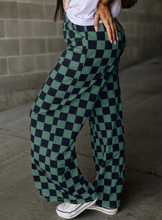 Foto 3 | Foto 3 | Pantalones Acelit A Cuadros Casuales Para Mujer 2025, Primavera Y Verano, Verde - Venta Internacional.