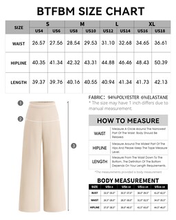 Foto 6 | Foto 6 | Pantalones De Pierna Ancha Btfbm Para Mujer, Elásticos, Cintura Alta, Color Palazzo Beige - Venta Internacional.