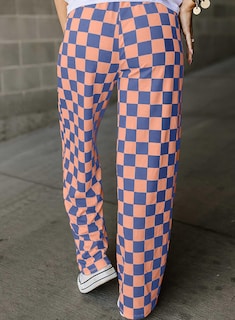 Foto 2 | Foto 2 | Pantalones Acelit A Cuadros Casuales Para Mujer, Primavera Verano, Naranja - Venta Internacional.