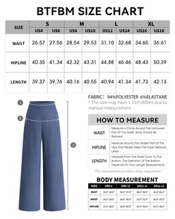 Foto 6 | Foto 6 | Pantalones De Pierna Ancha Btfbm Para Mujer, Elásticos, Cintura Alta, Color Palazzo Grey - Venta Internacional.