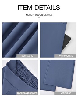 Foto 7 | Foto 7 | Pantalones De Pierna Ancha Btfbm Para Mujer, Elásticos, Cintura Alta, Color Palazzo Grey - Venta Internacional.