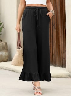 Foto 2 | Foto 2 | Pantalones Palazzo Evaless De Cintura Alta Y Pierna Ancha Negros Para Mujer - Venta Internacional.