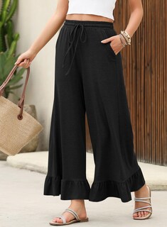 Foto 4 | Foto 4 | Pantalones Palazzo Evaless De Cintura Alta Y Pierna Ancha Negros Para Mujer - Venta Internacional.