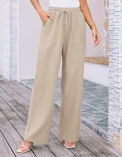 Foto 2 | Foto 2 | Pantalones Palazzo Grace Karin Para Mujer, Color Albaricoque, Verano, Talla M - Venta Internacional.