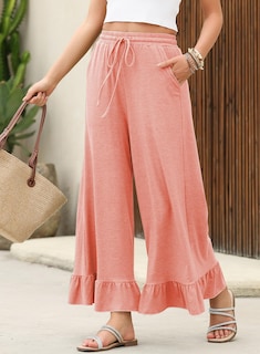 Foto 4 | Foto 4 | Pantalones Anchos Evaless Elásticos De Cintura Alta, Casuales, Coral, Xxl - Venta Internacional.