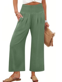 Foto 1 | Foto 1 | Pantalones Palazzo Anrabess Para Mujer, Cintura Alta, Pierna Ancha, Verde Militar - Venta Internacional.