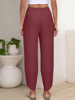Foto 5 | Foto 5 | Pantalones Capri Anrabess Palazzo De Pierna Ancha Para Mujer, Color Granate - Venta Internacional.