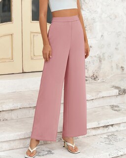 Foto 2 | Foto 2 | Pantalones Anchos Btfbm Para Mujer, Elásticos, Cintura Alta, Color Rosa Palazzo - Venta Internacional.