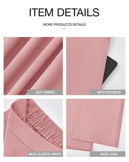 Foto 7 | Foto 7 | Pantalones Anchos Btfbm Para Mujer, Elásticos, Cintura Alta, Color Rosa Palazzo - Venta Internacional.